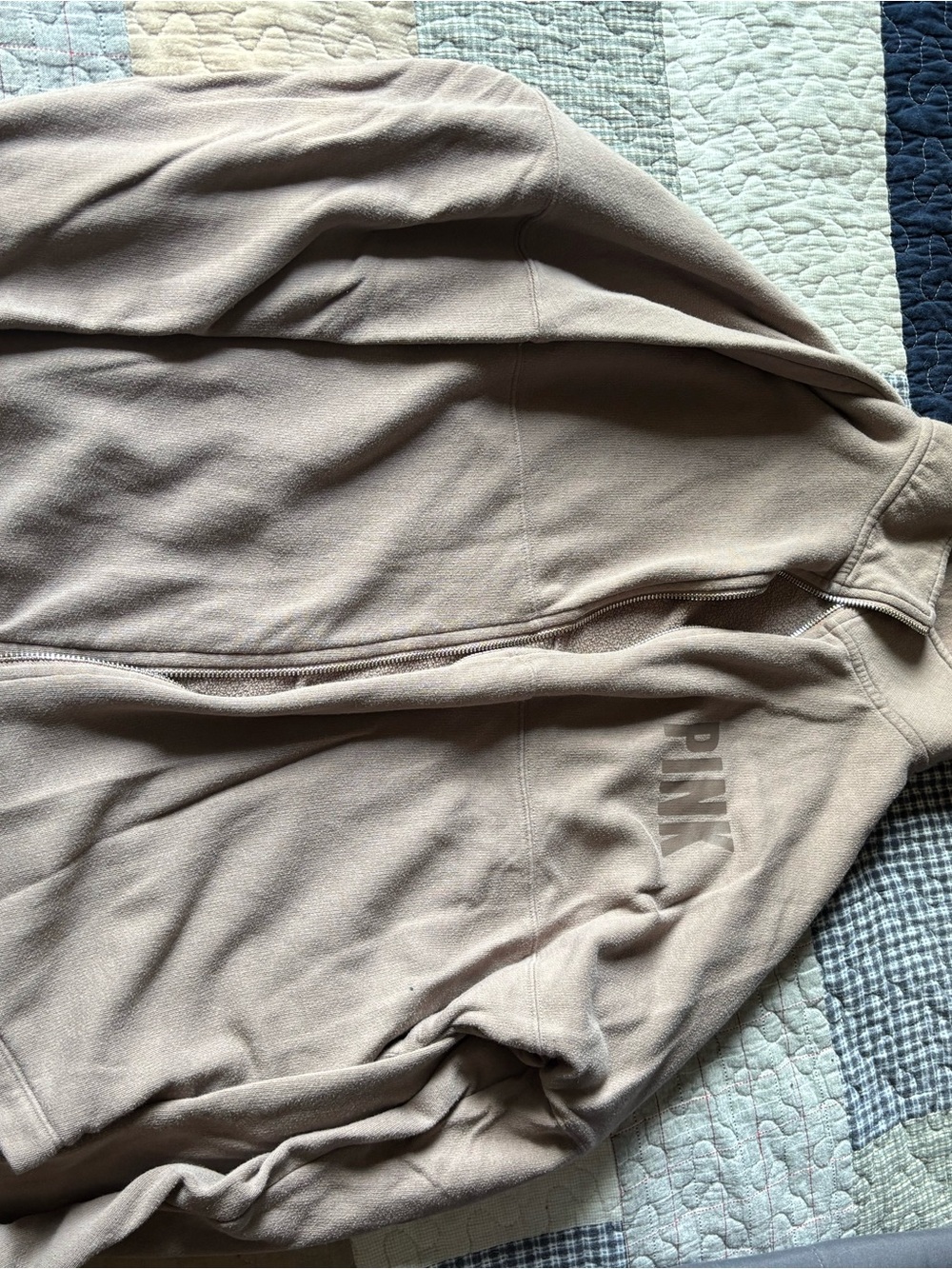 PINK Victoria's Secret Women’s Taupe Zip-Up Sweater